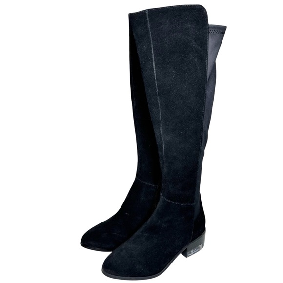 Blondo NEW Gallo Knee High Black Suede Boots Block Heel SZ 6.5 Waterproof - Picture 4 of 16